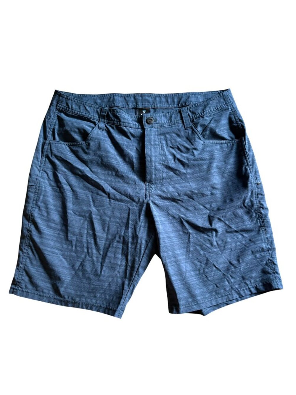 KUHL Upriser Shorts Mens Blue Striped 10" Inseam Hiking Casual Size 38